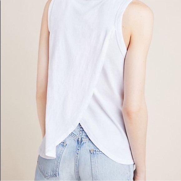Anthropologie Dolan Lucy Tank Side Embroidered Top Split Back White Sz M - Picture 2 of 13